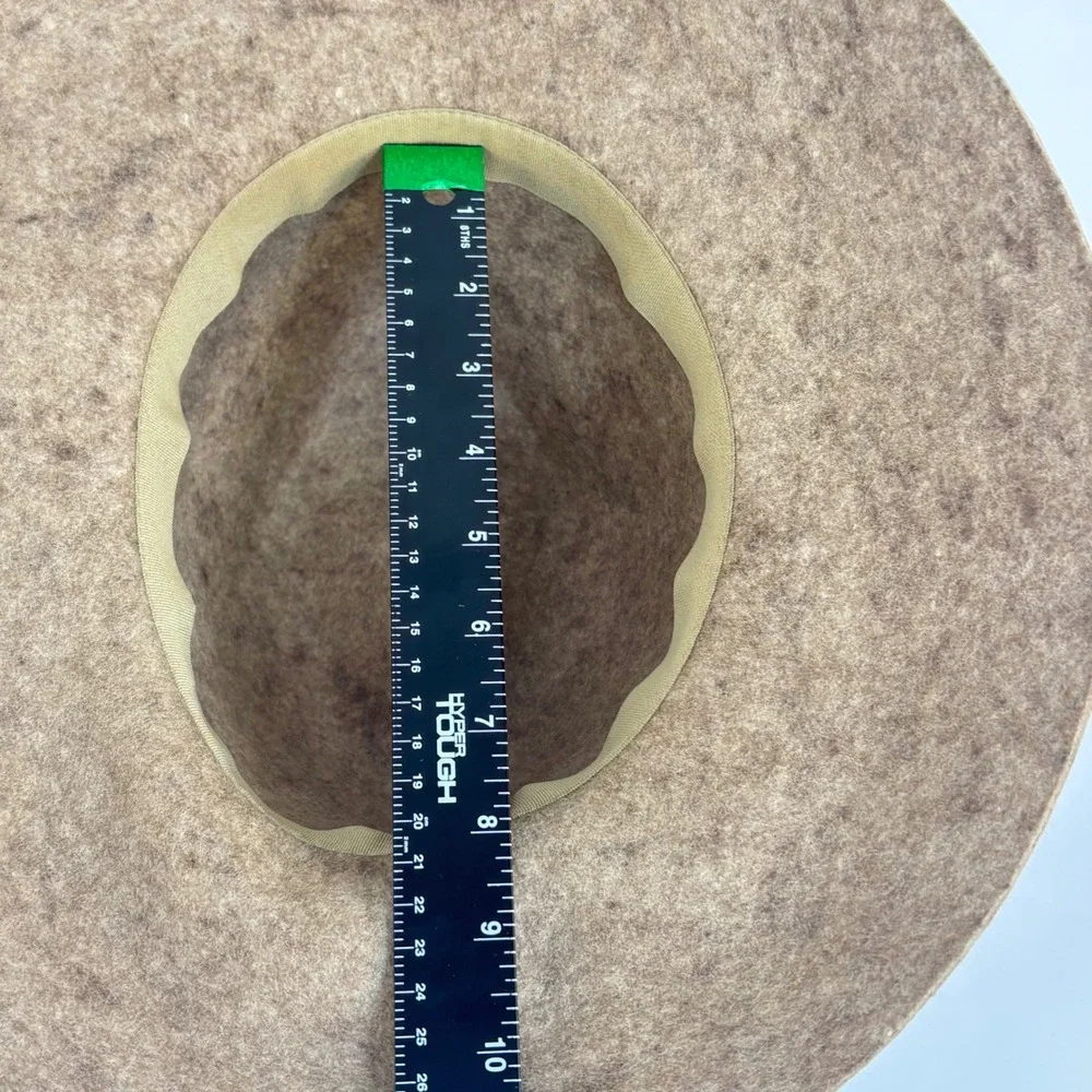 Boho Wide Brim Floppy Sun Hat Wool Feather Trim Winter Western Neutral Women OS